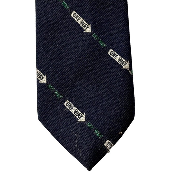Creative Expressions By Alynn Neckwear Vintage Men Tie Navy Blue One Way… - Picture 2 of 6